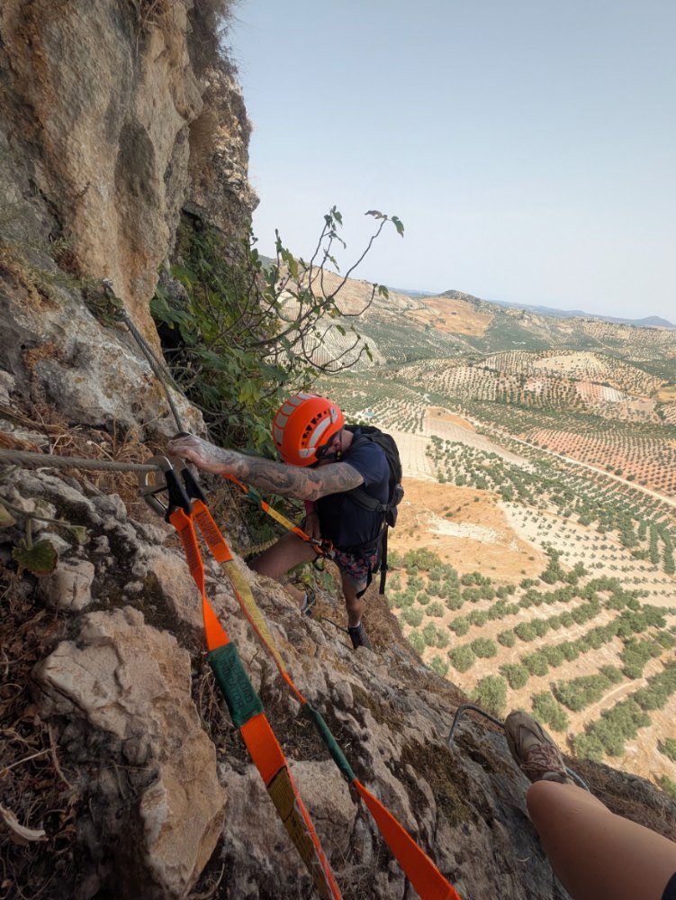 Rope rescue training on a cliff face