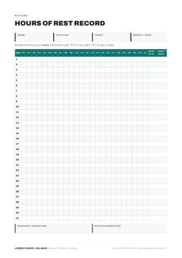 Hours of Rest Record free PDF cover