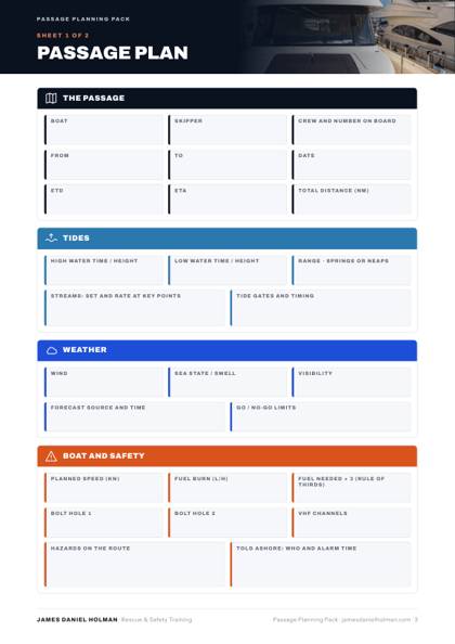 Fillable passage plan page